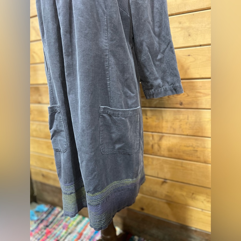 Boden Gray Purple Corduroy Shift Style Tunic Dress Embroidery Size 14R - Picture 6 of 10